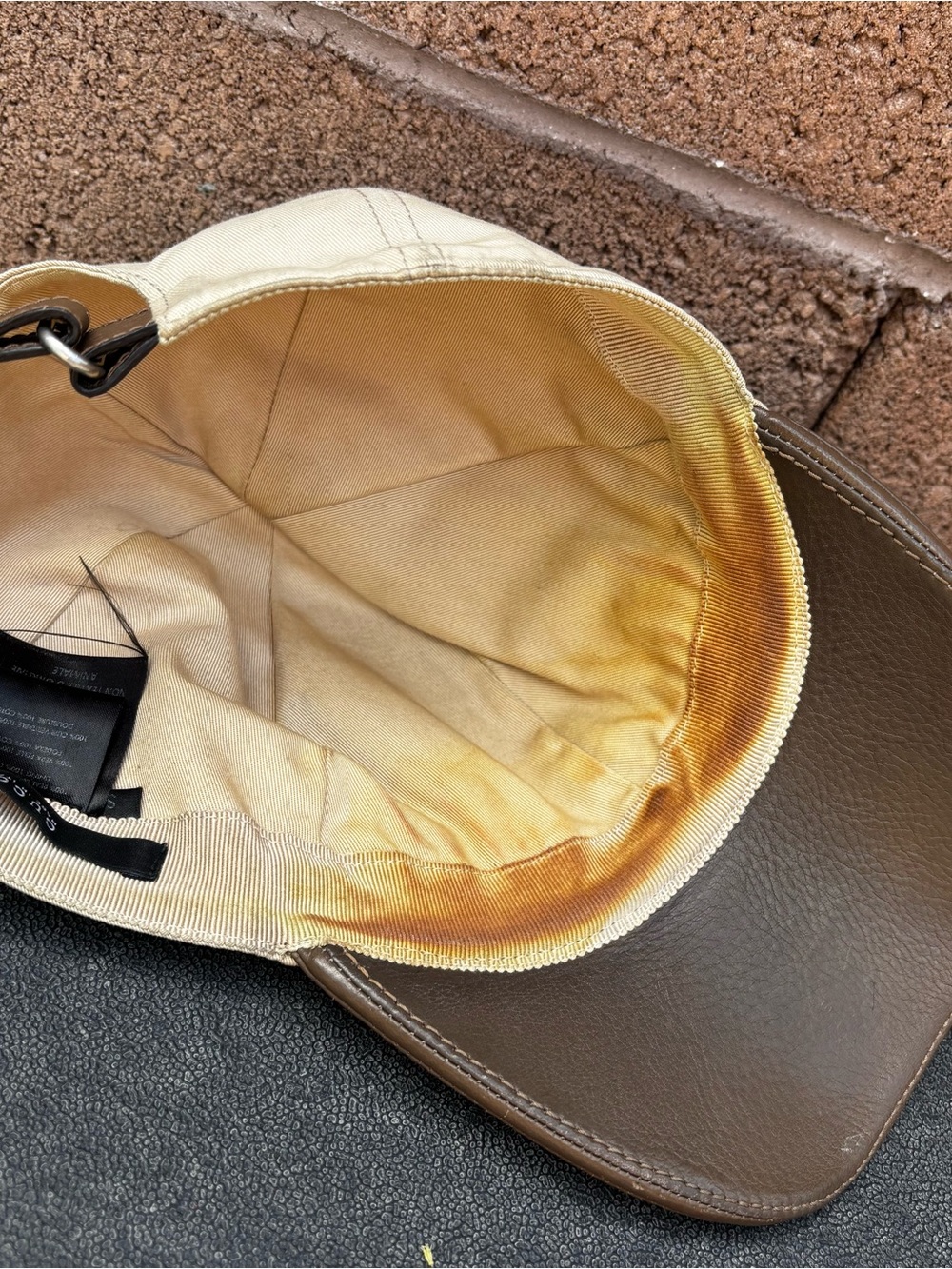 Gucci Interlocking G Baseball Cap Leather Two Tone Size Small - Picture 5 of 6
